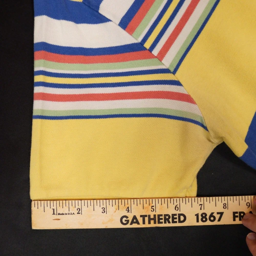 Polo Ralph Lauren Polo Shirt Mens XL Yellow Striped Vintage Short Sleeve Cotton